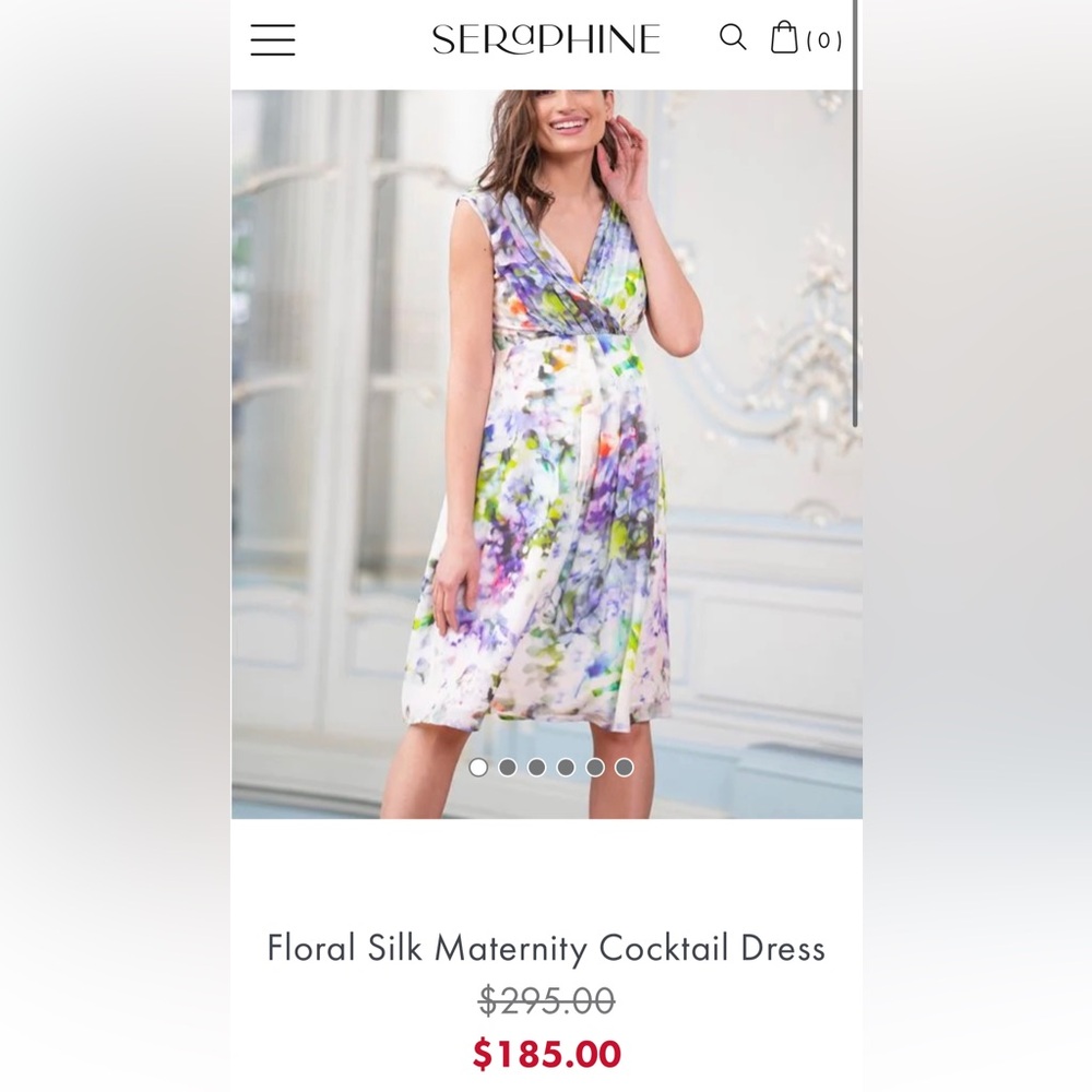 Seraphine Luxe silk floral baby shower maternity dress size 8 medium euc